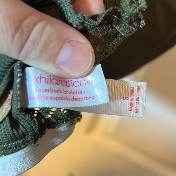 Xhilaration Army Green Ribbed Lace Racerback Bralette Small - Picture 3 of 5
